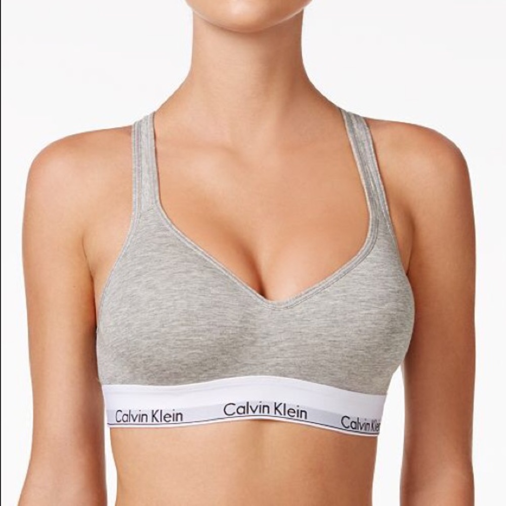 grey calvin klein bra